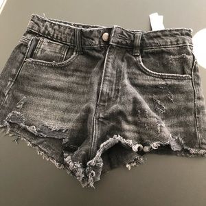 Zara distressed jeans denim shorts high waist NEW